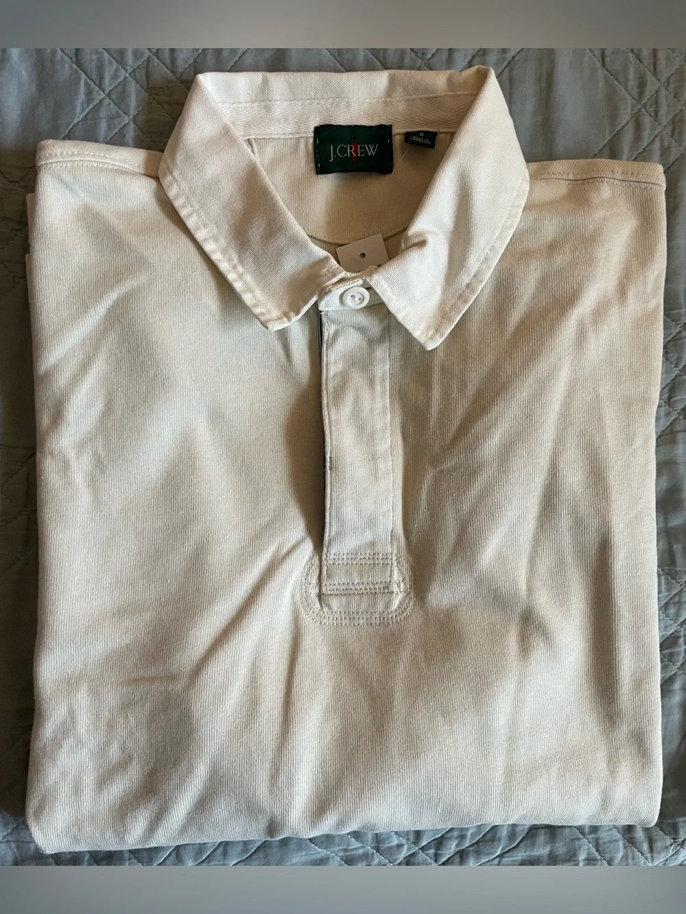 J. CREW Rugby shirt with striped placket in Natural Size S NWT $98 BW541